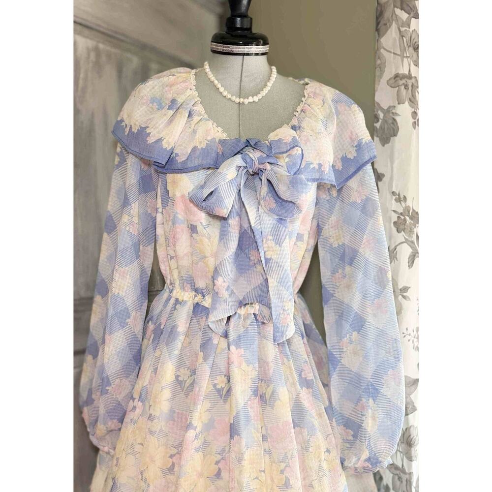 Liz Lisa Gingham x Floral Ribbon Bow Dress Jfashion Gyaru Coquette Fairycore - Picture 4 of 16